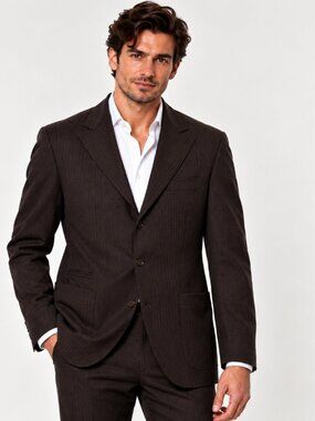 $5950  NWT Brunello Cucinelli Men's Brown Striped Blazer W Tags Size 40 IT50